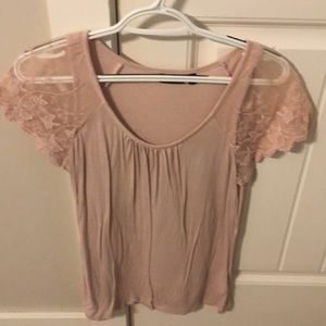 Sheer sleeve pink blouse